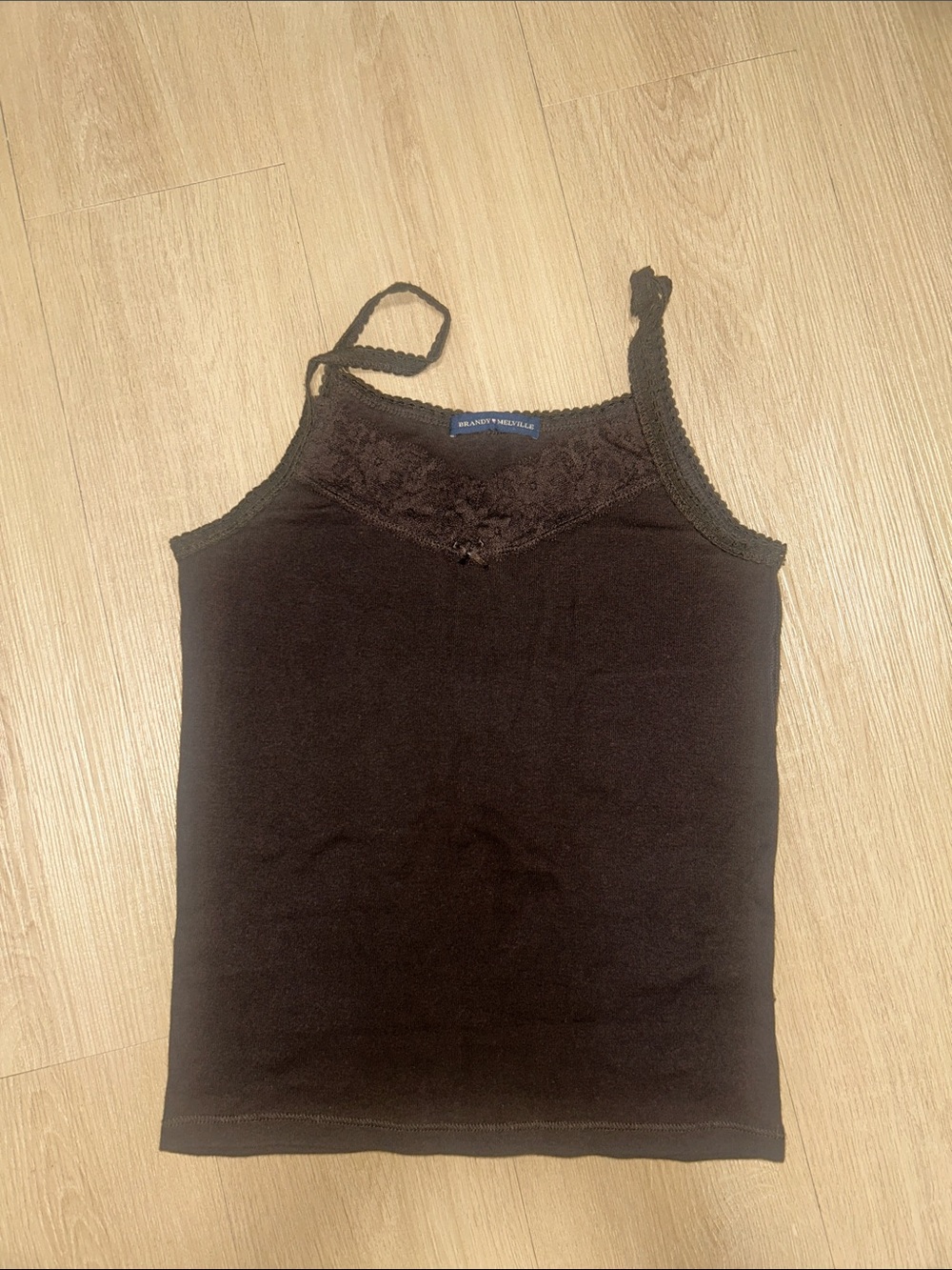 Brandy Melville Brown Lace-Trim Camisole Tank Top